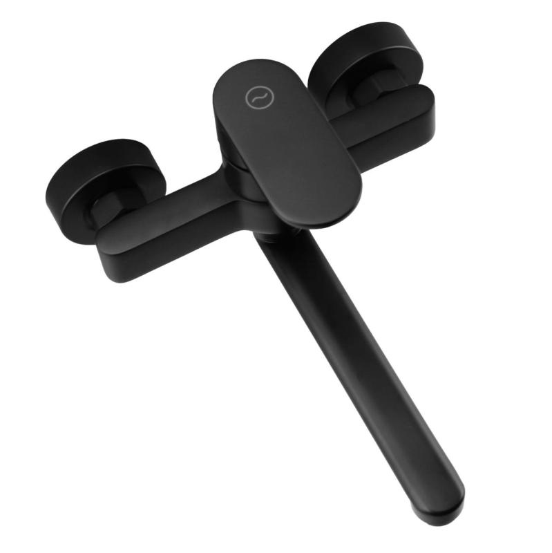 Aquanello Casa Robinet mural de cuisine à levier unique noir avec bec de 20 cm BL-1420-CS