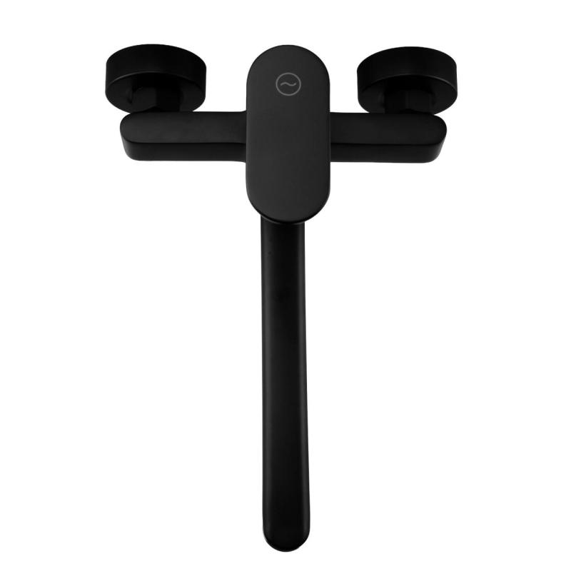 Aquanello Casa Robinet mural de cuisine à levier unique noir avec bec de 25 cm BL-1425-CS