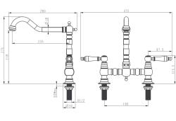 Aquanello Heritage Manor Robinet de cuisine classique de style rétro en acier inoxydable avec poignée blanche NB-0010-HM