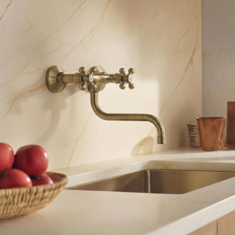 Aquanello Heritage Ascot Robinet mural de cuisine classique  Bronze BN-4111-HA