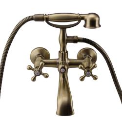 Aquanello Heritage Ascot Mitigeur de baignoire classique avec boutons étoile en bronze, douchette à main incluse BN-3002-HA
