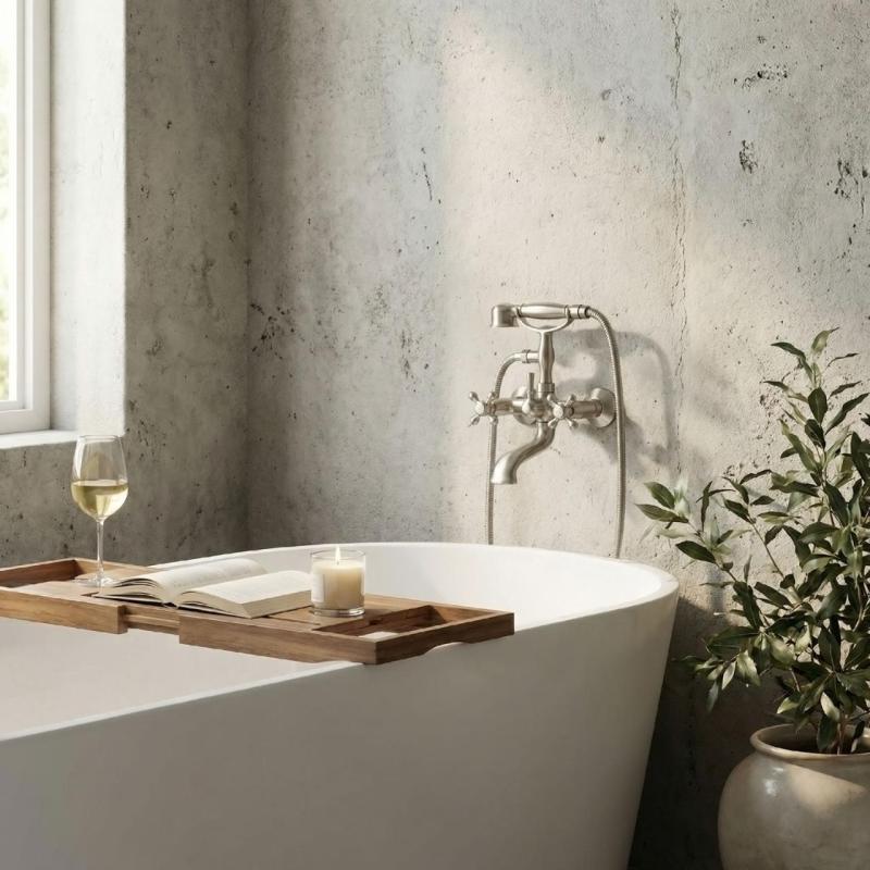 Aquanello Heritage Ascot Mitigeur de baignoire classique avec boutons étoile en acier inoxydable, douchette à main incluse NB-3002-HA