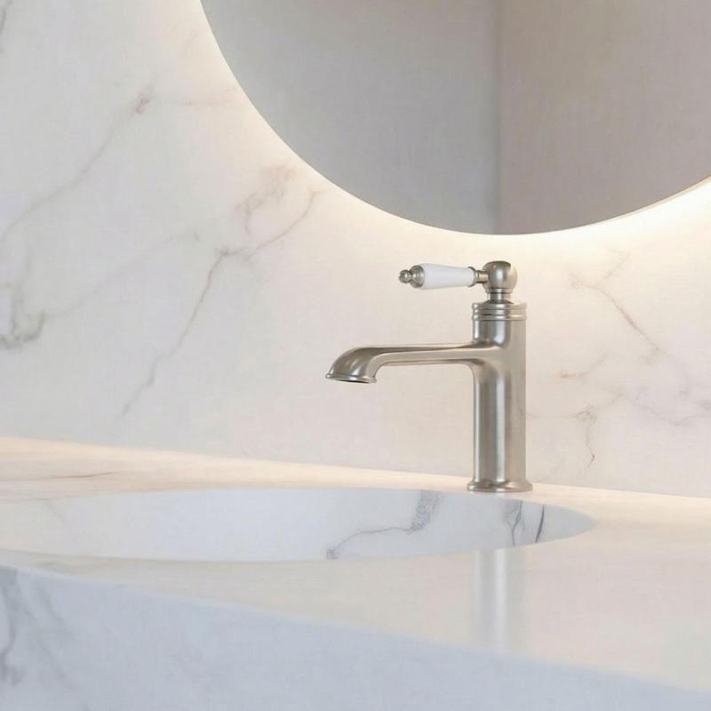 Aquanello Heritage Manor Mitigeur de lavabo classique nostalgique en acier inoxydable NB-1001-HM