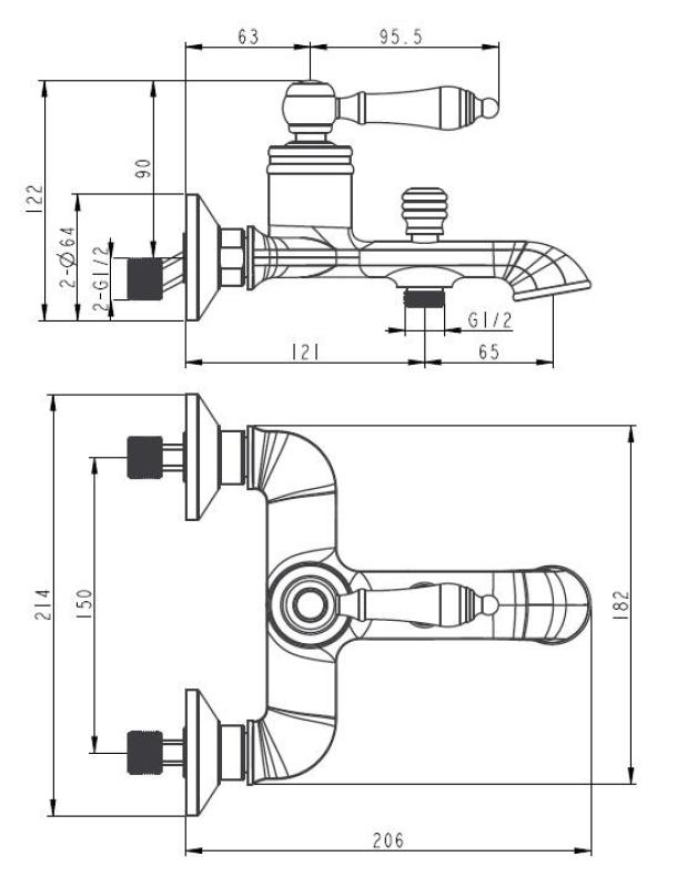Aquanello Heritage Manor Mitigeur de baignoire classique Chrome CR-3001-HM