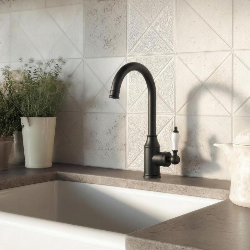 Aquanello Heritage Manor Robinet de cuisine classique et nostalgique, noir BL-9001-HM
