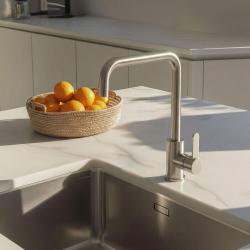 Aquanello Forma Mitigeur de cuisine monobloc massif en acier inoxydable SS-1001-FM