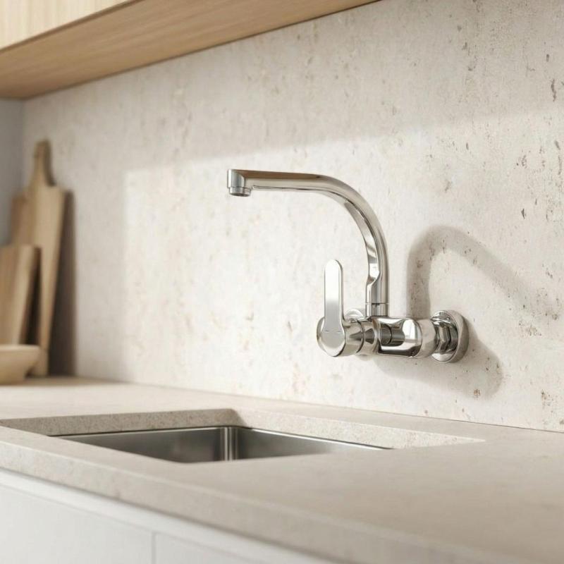 Aquanello Casa Robinet mural de cuisine  avec bec verseur supérieur Chrome CR-1003-CS