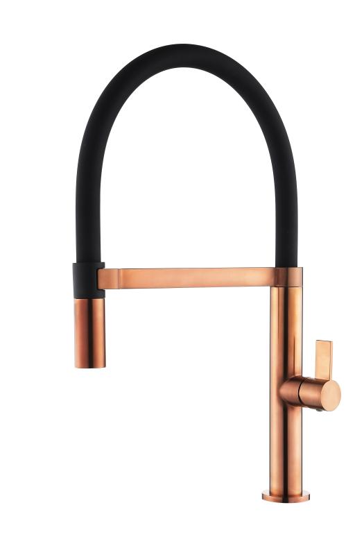 Ausmann Mosel Ensemble combiné Évier PVD Cuivre 50 x 40 cm avec robinet de cuisine, distributeur de savon et tapis enroulable 1208972563