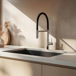 Robinet de cuisine Ausmann Lavea Chromé avec bec pivotant et flexible 1208972568