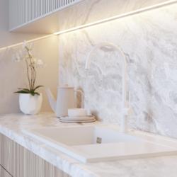 Graniteland Vira Slim Mitigeur de cuisine blanc avec bec pivotant 1208972621