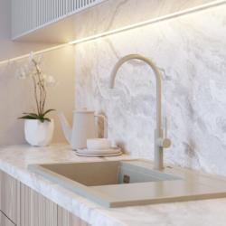 Graniteland Vira Slim Mitigeur de cuisine beige avec bec pivotant 1208972622