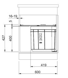 Franke Sorter Solo 60 système de poubelle rotative sur porte poubelle de 40 litres 121.0307.572