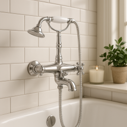 Huber Victorian Mitigeur Thermostatique de Bain avec Douchette Chromé VTT3301021
