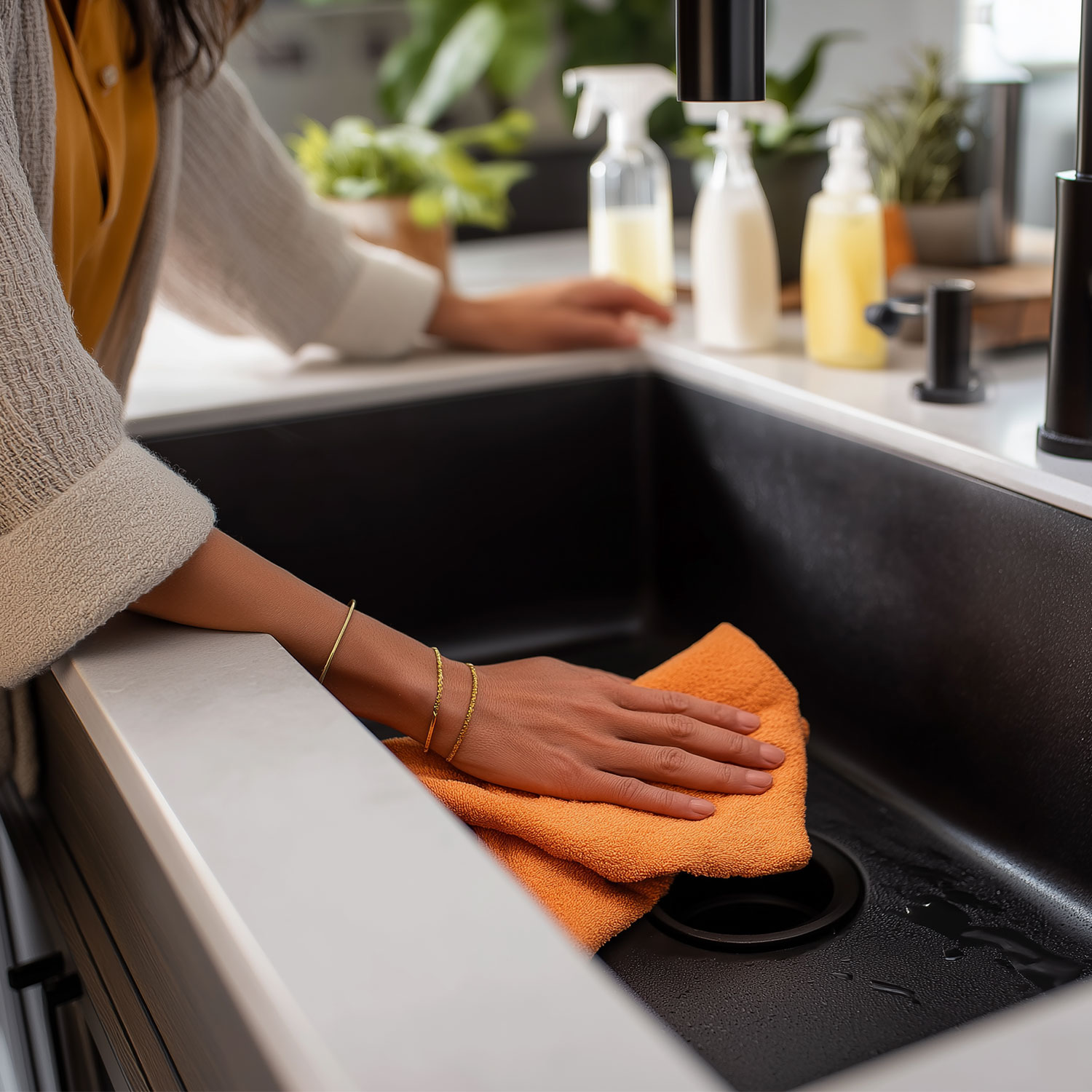 Comment nettoyer un évier noir ?