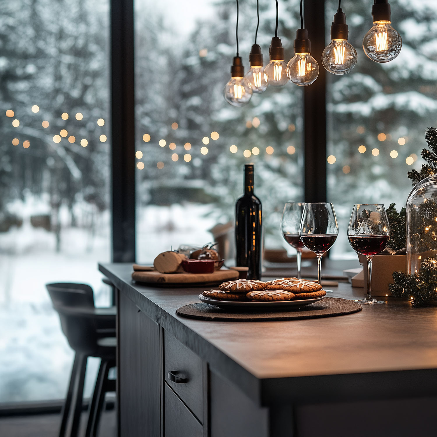 Définissez l'ambiance : Idées d'éclairage pour une cuisine de Noël chaleureuse